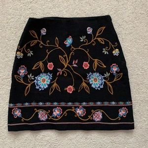 Ann Taylor LOFT Floral Embroidered Mini Skirt Multicolored 0 Zero Petite